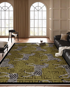 Mid Century Zebra Modern Rugs in Bedroom, Dining Room Modern Rugs, Living Room Modern Area Rugs, Large Contemporary Floor Carpets-ArtWorkCrafts.com
