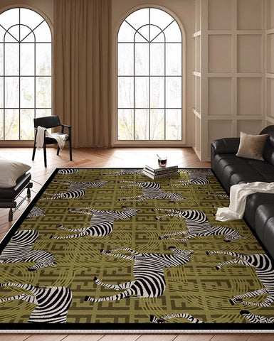 Mid Century Zebra Modern Rugs in Bedroom, Dining Room Modern Rugs, Living Room Modern Area Rugs, Large Contemporary Floor Carpets