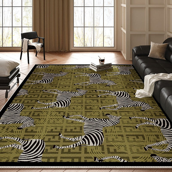 Mid Century Zebra Modern Rugs in Bedroom, Dining Room Modern Rugs, Living Room Modern Area Rugs, Large Contemporary Floor Carpets-ArtWorkCrafts.com