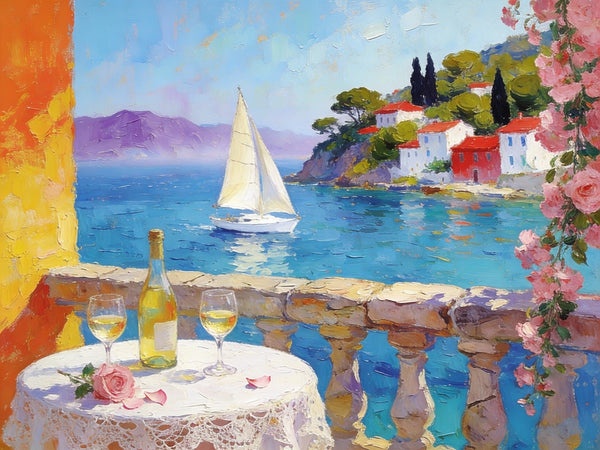 Original Canvas Paintings, A Tranquil Afternoon by the Sea, Small Paintings on Canvas, Heavy Texture Artwork, Landscape Oil Paintings, Hand Painted Wall Art-ArtWorkCrafts.com