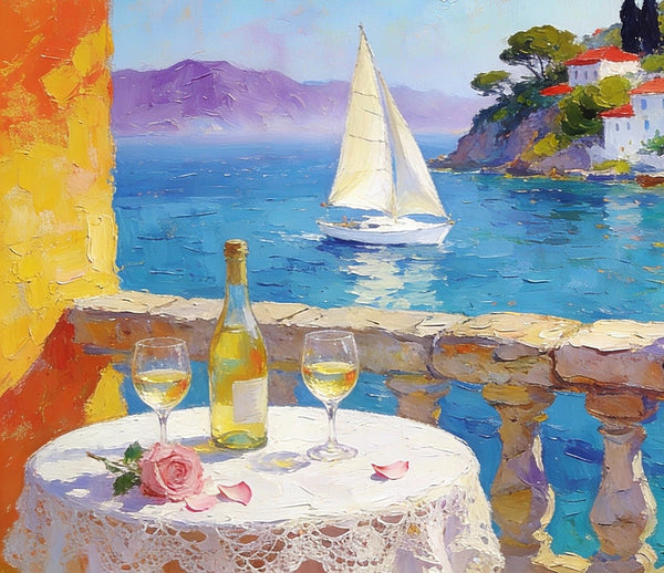 Original Canvas Paintings, A Tranquil Afternoon by the Sea, Small Paintings on Canvas, Heavy Texture Artwork, Landscape Oil Paintings, Hand Painted Wall Art-ArtWorkCrafts.com