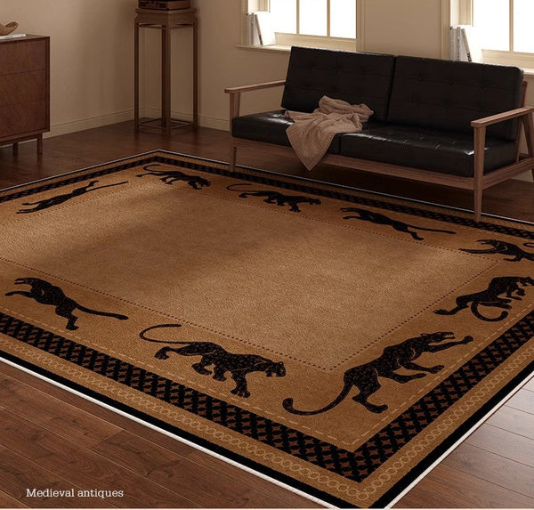 Large Modern Rugs for Living Room, Mid Century Cheetah Pattern Modern Rugs for Dining Room, Modern Rug Ideas for Bedroom-ArtWorkCrafts.com