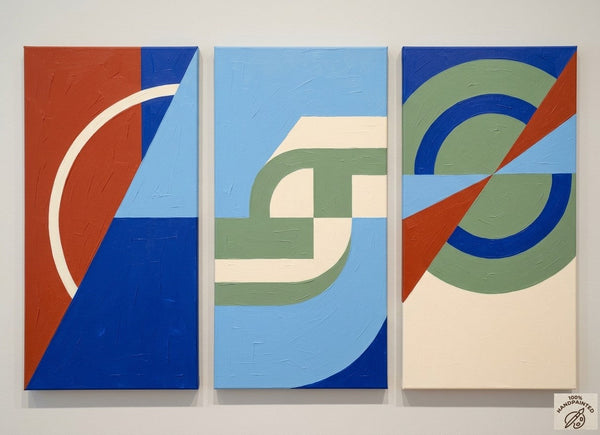 Original Geometric Abstract Paintings, Hand Painted Canvas Art, Multi Panel Wall Painting, Modern Contemporary Paintings