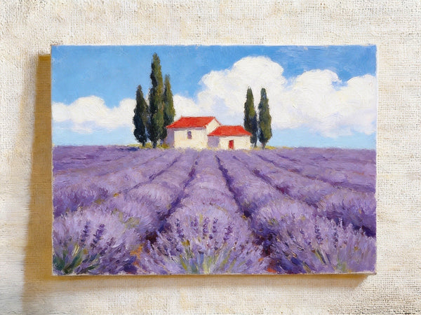 Summer Lavender Days, Original Oil Paintings, Hand Painted Canvas Art, Original Landscape Paintings, Small Canvas Wall Art Paintings, Buy Small Paintings Online-ArtWorkCrafts.com