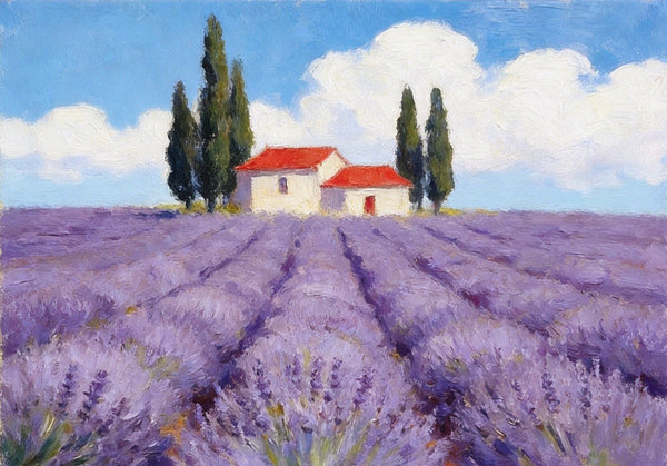 Summer Lavender Days, Original Oil Paintings, Hand Painted Canvas Art, Original Landscape Paintings, Small Canvas Wall Art Paintings, Buy Small Paintings Online-ArtWorkCrafts.com