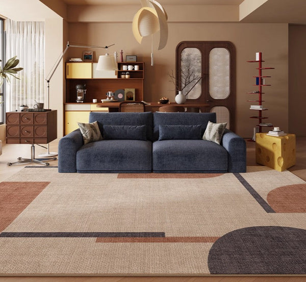 Dining Room Geometric Modern Rugs, Bedroom Modern Rugs, Mid Century Modern Rugs for Living Room, Contemporary Modern Rugs under Coffee Table-ArtWorkCrafts.com