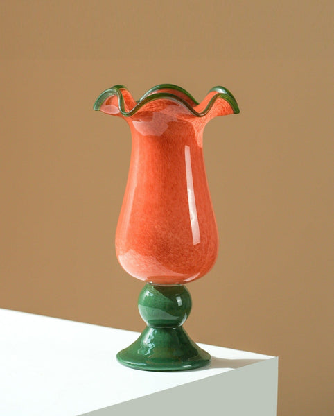 Unique Modern Glass Vase, Contemporary Vase for Modern Home Decor, Modern Glass Flower Vases, Handmade Liuli Vases, Centerpiece Vases on Table-ArtWorkCrafts.com