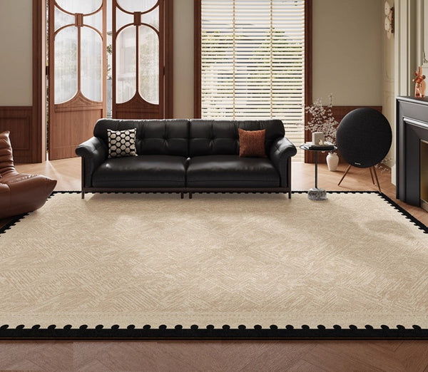 Modern Rugs for Dining Room, Mid Century Modern Rugs Next to Bed, Contemporary Rugs for Bedroom, Cream Modern Carpets for Living Room-ArtWorkCrafts.com