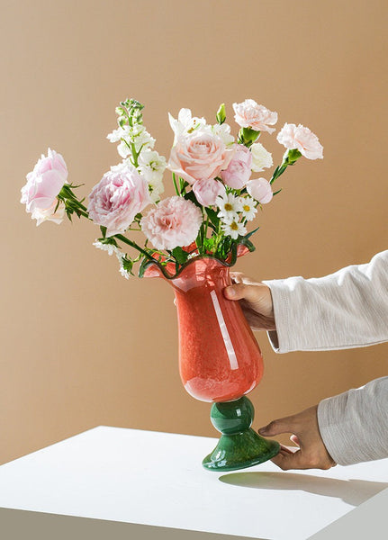 Unique Modern Glass Vase, Contemporary Vase for Modern Home Decor, Modern Glass Flower Vases, Handmade Liuli Vases, Centerpiece Vases on Table-ArtWorkCrafts.com