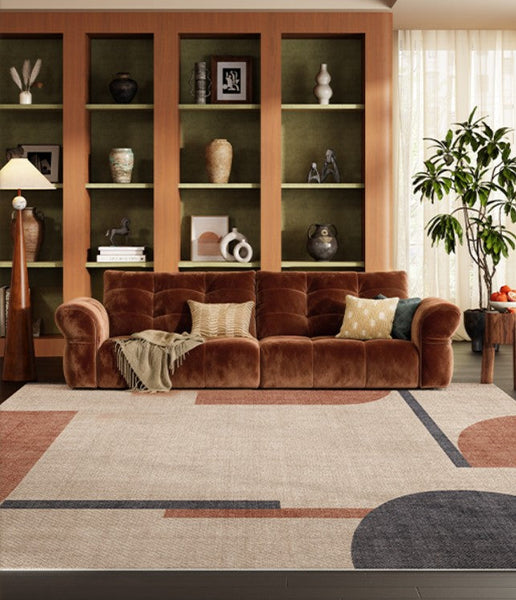 Dining Room Geometric Modern Rugs, Bedroom Modern Rugs, Mid Century Modern Rugs for Living Room, Contemporary Modern Rugs under Coffee Table-ArtWorkCrafts.com