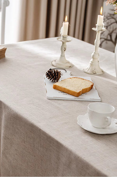 Simple Linen Rectangle Table Cover for Dining Room Table, Large Brown Tablecloth for Home Decoration, Modern Table Cloth, Square Tablecloth for Round Table-ArtWorkCrafts.com
