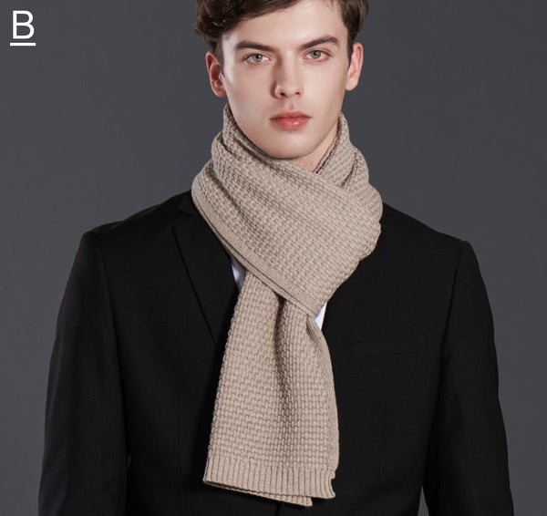 Simple Business Formal Men Scarf Styles, Red Thick Wool Scarf, Wool Scarf for Gentleman, Men's Winter Scarf, Casual Scarf Men, Men's Wool Scarf Winter, Fashion Scarf-ArtWorkCrafts.com