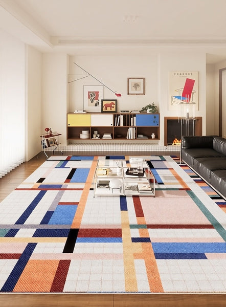 Modern Carpets for Office, Abstract Modern Rugs, Contemporary Modern Rugs Next to Bed, Geometric Modern Rugs under Dining Room Table-ArtWorkCrafts.com