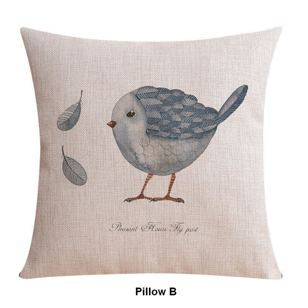 Simple Decorative Pillow Covers, Decorative Sofa Pillows for Children's Room, Love Birds Throw Pillows for Couch, Singing Birds Decorative Throw Pillows-ArtWorkCrafts.com