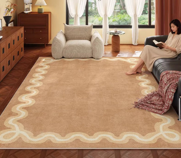 Dining Room Geometric Modern Rugs, Large Modern Rugs for Living Room, Bedroom Modern Rugs, Cream Color Contemporary Modern Rugs-ArtWorkCrafts.com