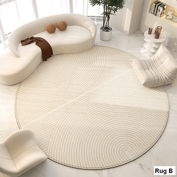Unique Modern Rugs for Living Room, Geometric Round Rugs for Dining Room, Contemporary Modern Area Rugs for Bedroom, Circular Modern Rugs under Chairs-ArtWorkCrafts.com