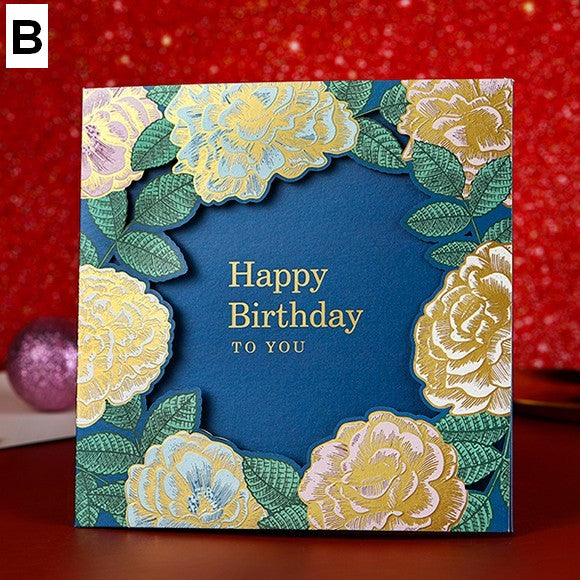 Blue Flower Greeting Cards, Beautiful Greeting Cards to Friends, Creative Birthday Greeting Card, Original Handmade Greeting Cards-ArtWorkCrafts.com