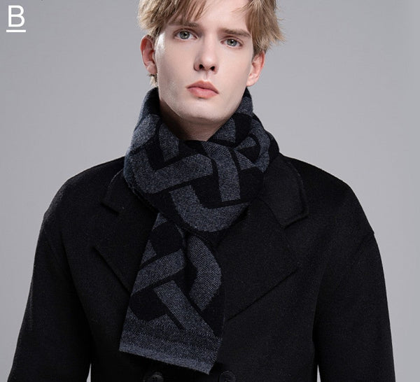 Wool Scarf for Gentleman, Thick Wool Scarf, Men's Winter Scarf, Casual Scarf Men, Men's Wool Scarf Winter, Fashion Scarf, Business Formal Men Scarf Styles-ArtWorkCrafts.com