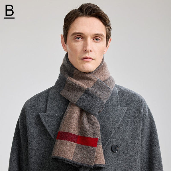 Modern Fashion Scarf, Thick Wool Scarf, Formal Men Scarf Styles, Casual Scarf Men, Men's Winter Scarf, Men's Wool Scarf Winter, Business Wool Scarf for Gentleman-ArtWorkCrafts.com