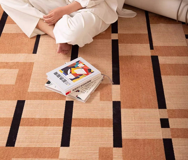 Mid Century Modern Rugs, Geometric Modern Rug Ideas for Living Room, Circular Modern Rugs for Bathroom, Modern Rugs for Bedroom, Round Rugs for Dining Room-ArtWorkCrafts.com