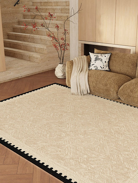 Modern Rugs for Dining Room, Mid Century Modern Rugs Next to Bed, Contemporary Rugs for Bedroom, Cream Modern Carpets for Living Room-ArtWorkCrafts.com