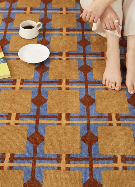 Modern Rugs under Coffee Table, Abstract Contemporary Round Rugs, Modern Rugs for Dining Room, Geometric Modern Rugs for Bedroom-ArtWorkCrafts.com