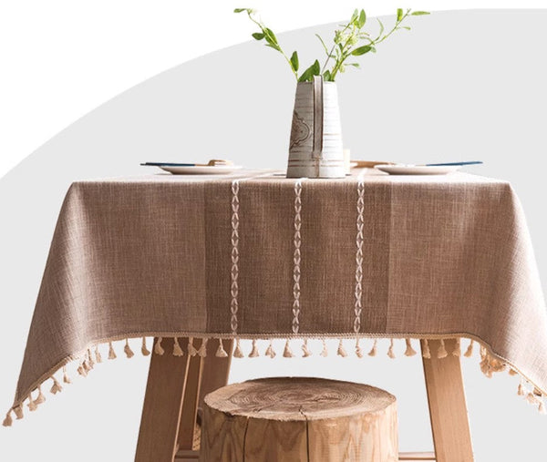 Farmhouse Cotton and Linen Tablecloths, Rectangular Tablecloth for Oval Table, Kitchen Rectangular Table Covers, Modern Table Cloths for Dining Room-ArtWorkCrafts.com