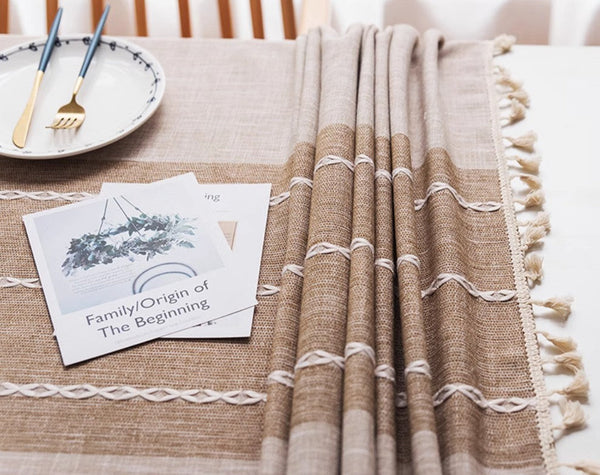 Farmhouse Cotton and Linen Tablecloths, Rectangular Tablecloth for Oval Table, Kitchen Rectangular Table Covers, Modern Table Cloths for Dining Room-ArtWorkCrafts.com