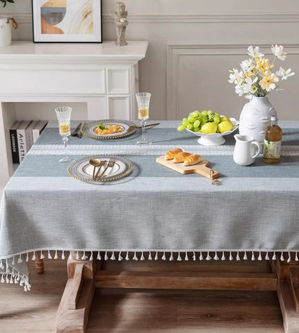 Country Farmhouse Tablecloth, Large Rectangular Tablecloth for Oval Table, Rustic Table Covers for Kitchen, Cotton and Linen Tablecloth for Dining Room Table-ArtWorkCrafts.com
