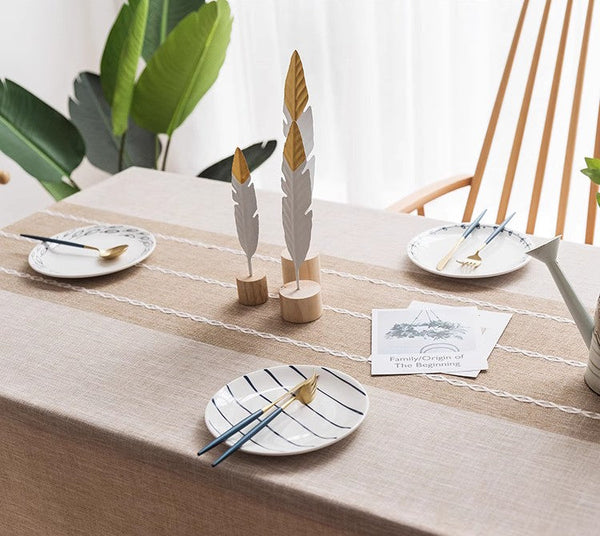 Rectangular Tablecloth for Oval Table, Kitchen Rectangular Table Covers, Modern Table Cloths for Dining Room, Farmhouse Cotton and Linen Tablecloths-ArtWorkCrafts.com