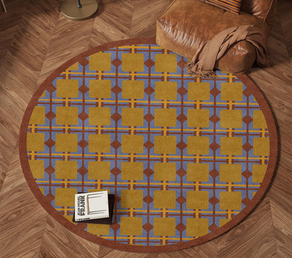 Modern Rugs under Coffee Table, Abstract Contemporary Round Rugs, Modern Rugs for Dining Room, Geometric Modern Rugs for Bedroom-ArtWorkCrafts.com