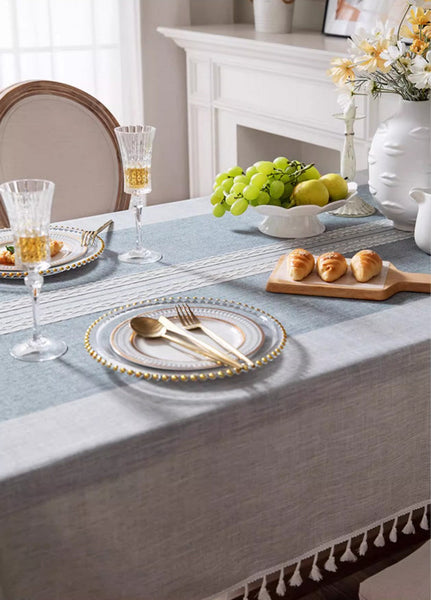 Country Farmhouse Tablecloth, Large Rectangular Tablecloth for Oval Table, Rustic Table Covers for Kitchen, Cotton and Linen Tablecloth for Dining Room Table-ArtWorkCrafts.com