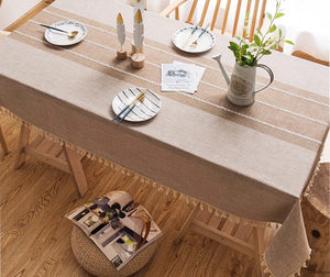 Farmhouse Cotton and Linen Tablecloths, Rectangular Tablecloth for Oval Table, Kitchen Rectangular Table Covers, Modern Table Cloths for Dining Room-ArtWorkCrafts.com
