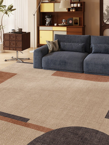 Dining Room Geometric Modern Rugs, Bedroom Modern Rugs, Mid Century Modern Rugs for Living Room, Contemporary Modern Rugs under Coffee Table-ArtWorkCrafts.com