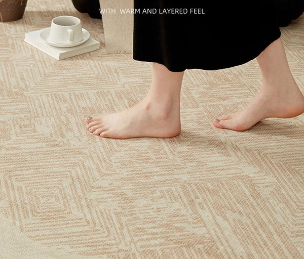 Modern Rugs for Dining Room, Mid Century Modern Rugs Next to Bed, Contemporary Rugs for Bedroom, Cream Modern Carpets for Living Room-ArtWorkCrafts.com