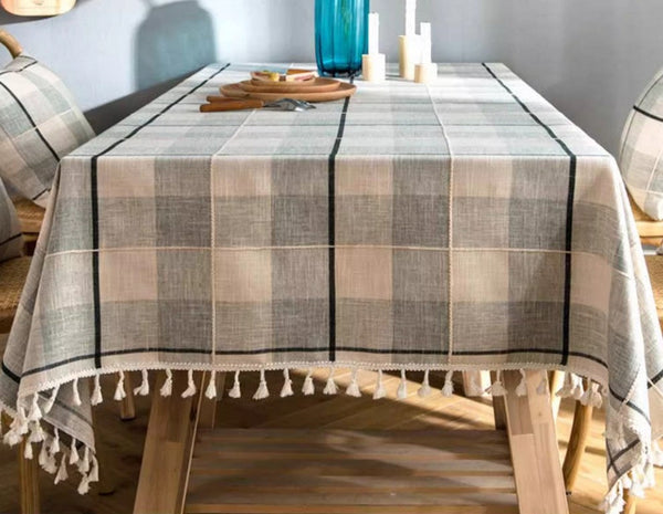 Rectangular Tablecloth for Oval Table, Cotton and Linen Tablecloths, Kitchen Rectangular Table Covers, Farmhouse Table Cloths for Dining Room-ArtWorkCrafts.com