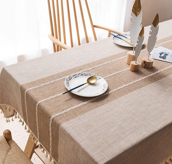 Farmhouse Cotton and Linen Tablecloths, Rectangular Tablecloth for Oval Table, Kitchen Rectangular Table Covers, Modern Table Cloths for Dining Room-ArtWorkCrafts.com