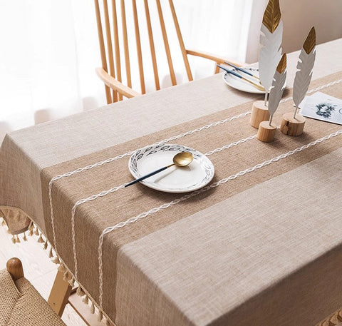 Farmhouse Cotton and Linen Tablecloths, Rectangular Tablecloth for Oval Table, Kitchen Rectangular Table Covers, Modern Table Cloths for Dining Room-ArtWorkCrafts.com