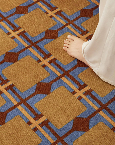 Modern Rugs under Coffee Table, Abstract Contemporary Round Rugs, Modern Rugs for Dining Room, Geometric Modern Rugs for Bedroom-ArtWorkCrafts.com