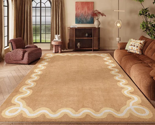 Dining Room Geometric Modern Rugs, Large Modern Rugs for Living Room, Bedroom Modern Rugs, Cream Color Contemporary Modern Rugs-ArtWorkCrafts.com