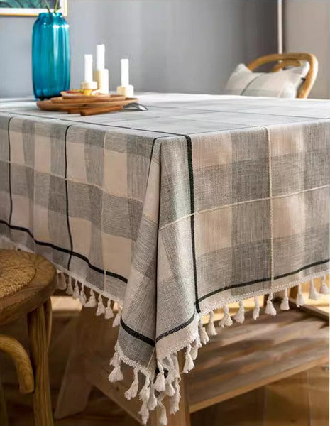 Rectangular Tablecloth for Oval Table, Cotton and Linen Tablecloths, Kitchen Rectangular Table Covers, Farmhouse Table Cloths for Dining Room-ArtWorkCrafts.com