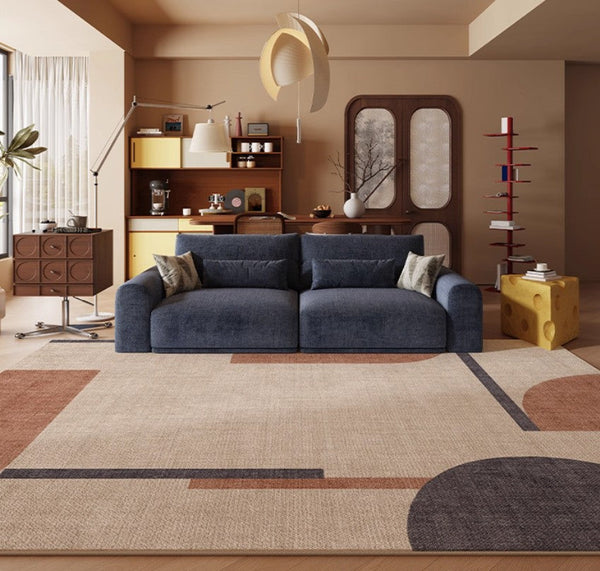 Dining Room Geometric Modern Rugs, Bedroom Modern Rugs, Mid Century Modern Rugs for Living Room, Contemporary Modern Rugs under Coffee Table-ArtWorkCrafts.com