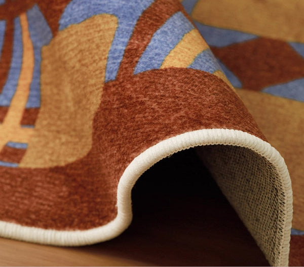 Modern Rugs under Coffee Table, Abstract Contemporary Round Rugs, Modern Rugs for Dining Room, Geometric Modern Rugs for Bedroom-ArtWorkCrafts.com