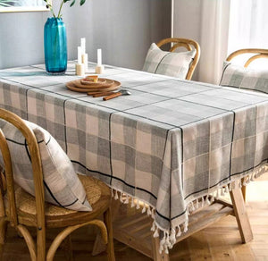 Rectangular Tablecloth for Oval Table, Cotton and Linen Tablecloths, Kitchen Rectangular Table Covers, Farmhouse Table Cloths for Dining Room-ArtWorkCrafts.com