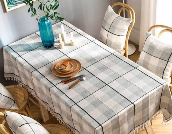Rectangular Tablecloth for Oval Table, Cotton and Linen Tablecloths, Kitchen Rectangular Table Covers, Farmhouse Table Cloths for Dining Room-ArtWorkCrafts.com