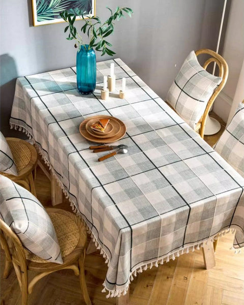 Rectangular Tablecloth for Oval Table, Cotton and Linen Tablecloths, Kitchen Rectangular Table Covers, Farmhouse Table Cloths for Dining Room-ArtWorkCrafts.com