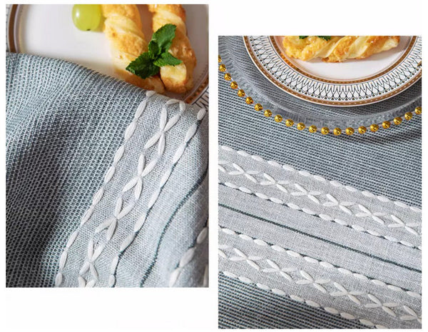 Country Farmhouse Tablecloth, Large Rectangular Tablecloth for Oval Table, Rustic Table Covers for Kitchen, Cotton and Linen Tablecloth for Dining Room Table-ArtWorkCrafts.com