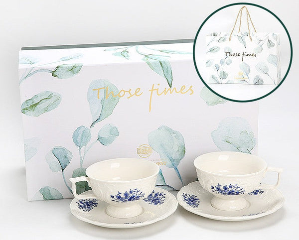 Vintage Tea Cup Set, Modern Ceramic Cup, Porcelain Coffee Saucer, Traditional Ceramic Tea Cup with Saucer, Afternoon Tea Saucer Set, Coffee Gift Box Set-ArtWorkCrafts.com