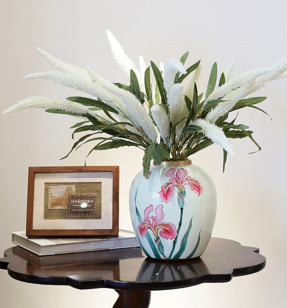 Centerpiece Ceramic Bouquet Vases, Handmade Modern Flower Vase, Large Flower Vases on Dining Table, Porcelain Flower Vases-ArtWorkCrafts.com