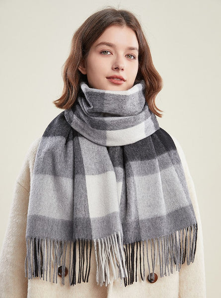 Soft Wool Scarf for women, Wool Scarf for Women, Plaid Winter Shawl, Christmas Holiday Gift, Evening Wrap, Large Winter Shawl, Elegant Shawl, Warm Cape, Winter Scarves-ArtWorkCrafts.com